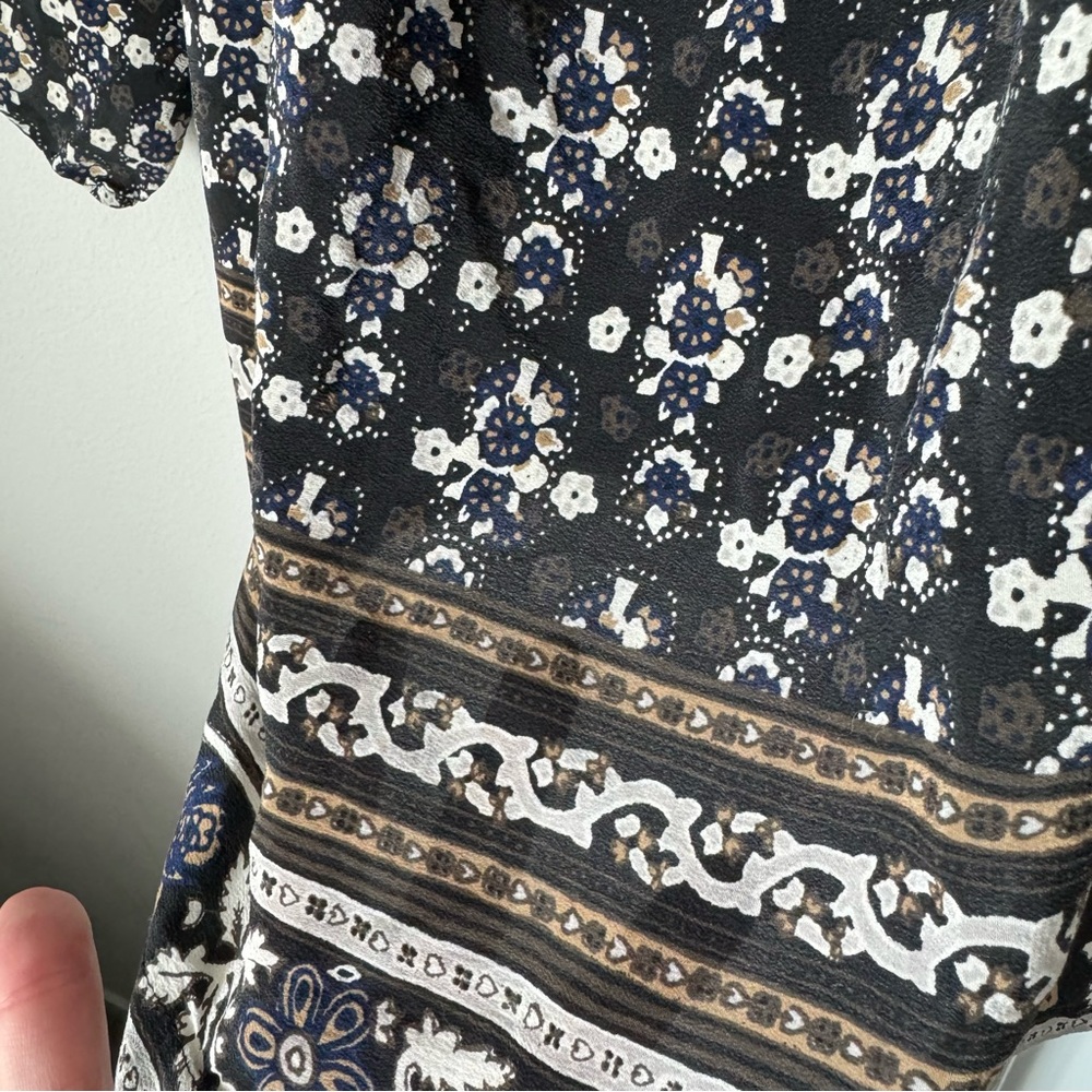 Madewell Gardenhouse Off the Shoulder Top Size Small 100% Silk Boho Floral - Picture 4 of 11